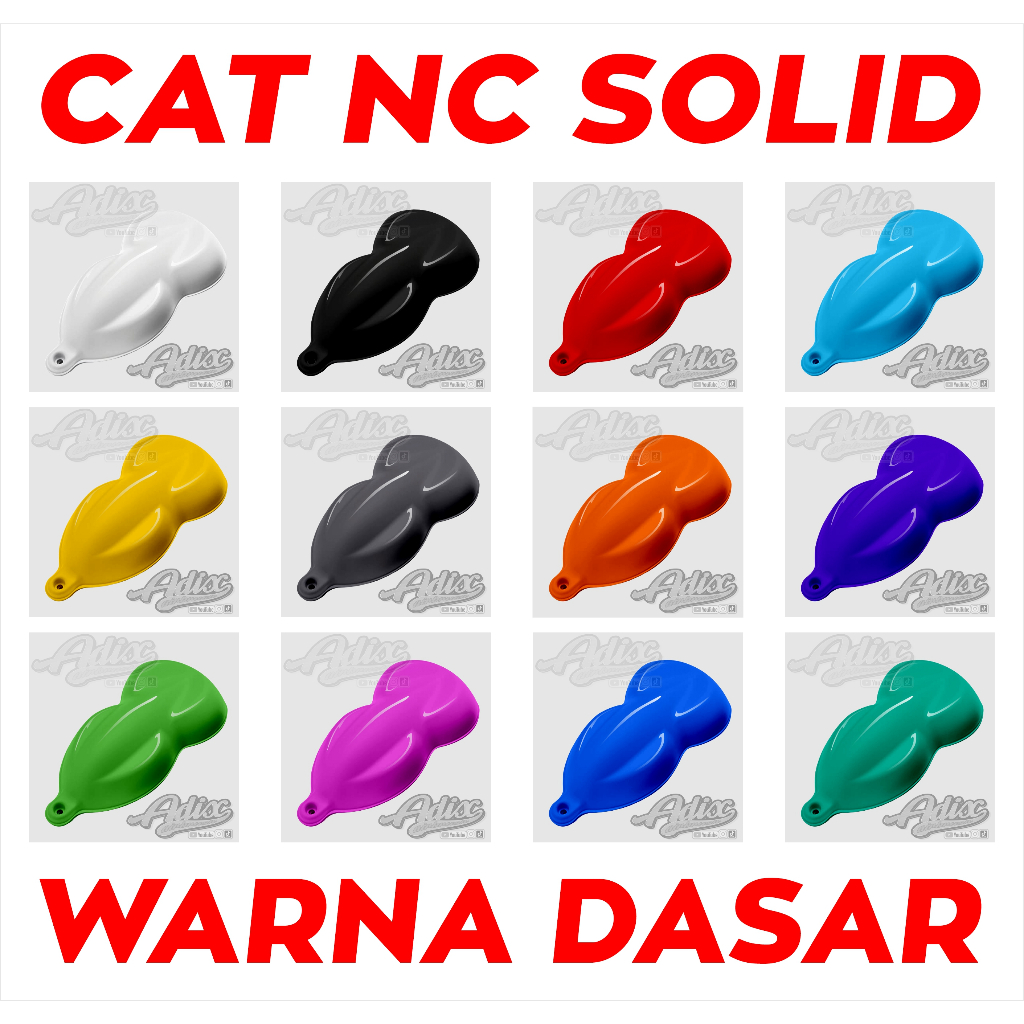 CAT DASAR BUNGLON NC SOLID HITAM, MERAH, PUTIH, BIRU, HIJAU, UNGU, DLL
