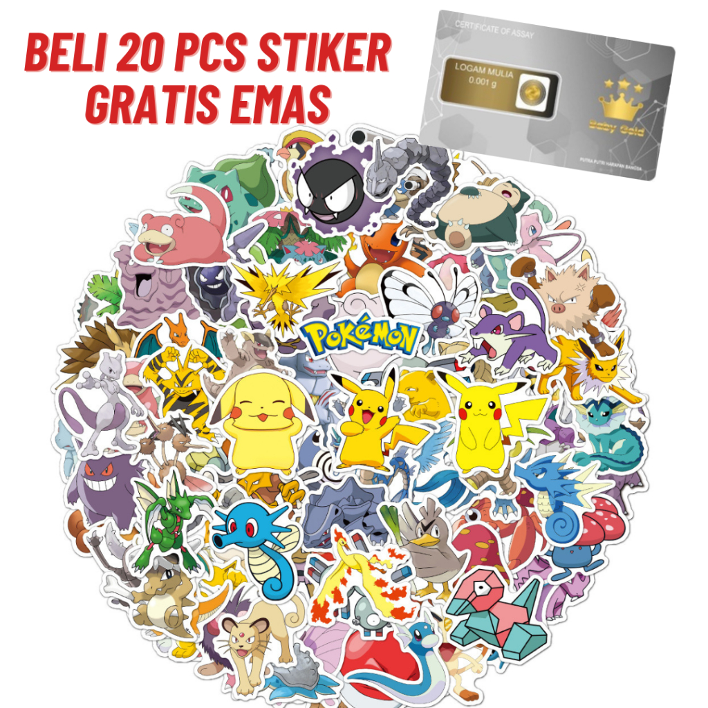 

100 PCS - Stiker Pokemon B Anti Air / Stiker Koper / Stiker Tumbler - B