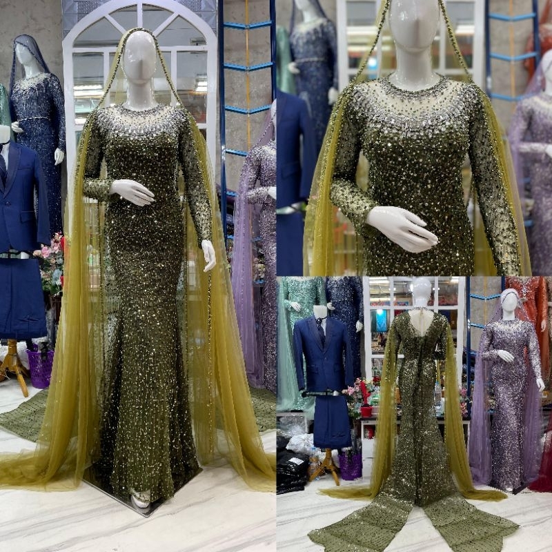 kebaya pengantin ekor cheongsam / gaun pengantin model cheongsam