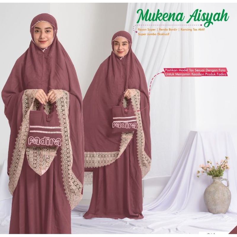 Mukena Rayon Renda Super Jumbo Aisyah | Mukena Mahar | Mukena Putih Polos | Mukena Seserahan