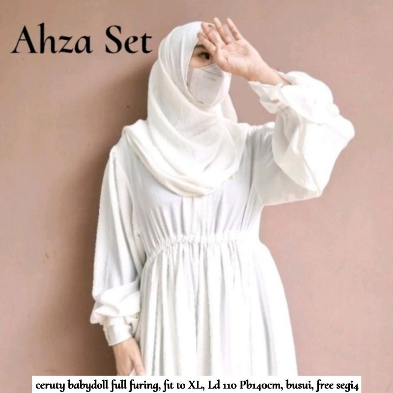 Ahza set Hijab segiempat maxy dress ceruty