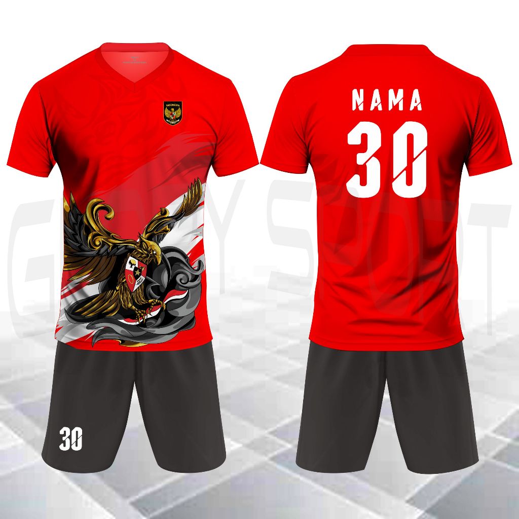 Baju Bola Dewasa Premium Jersey Timnas Indonesia Futsal Kaos 17 Agustus Pria Printing Jumbo