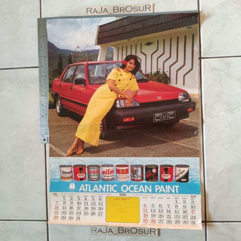 Poster brosur katalog iklan kalender Jumbo jadul lawas Honda Civic Wonder 1985