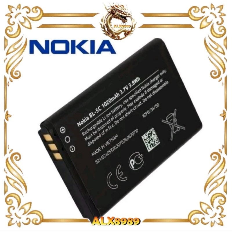 baterai Batterai / batre /bat Nokia ( BL-5C / BL-4C ) Hitam Original 100% Nokia N100, N101, N103 & N
