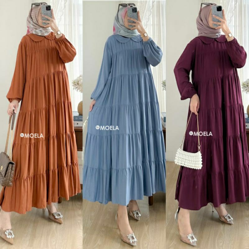 Midi Dress Polos By Moela - Midi Dress Polos Rayon Premium XL Ld105 Ld110 Best Seller
