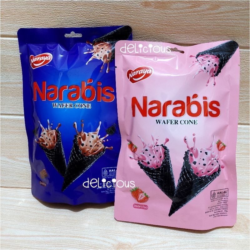 

Narabis Wafer Cone 80g dengan krim bentuk es cream halal