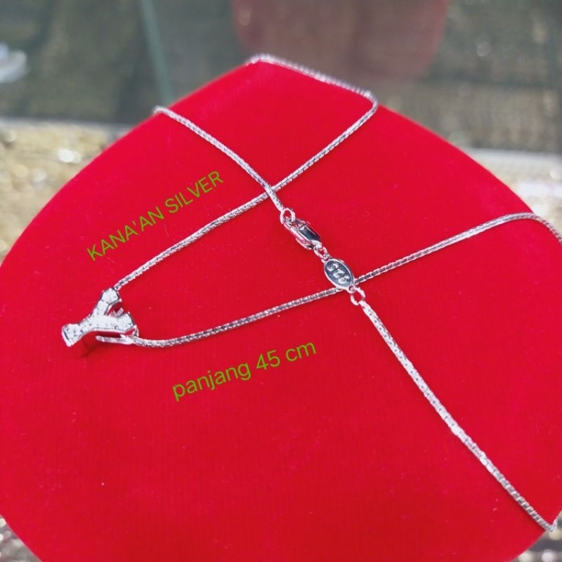 Kalung italy Santa+liontin tusuk huruf (Y) 45cm remaja & dewasa perak asli 925 mata diamond putih ki