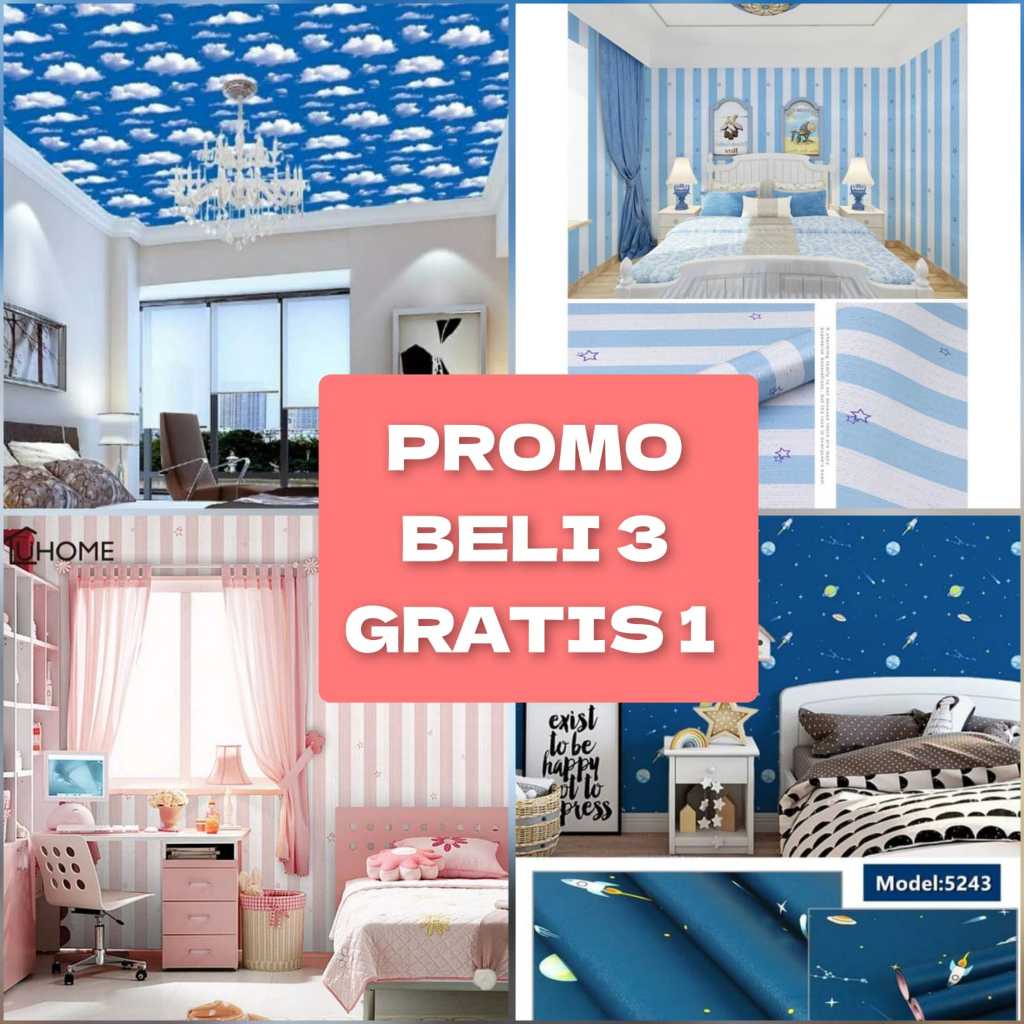 Wallpaper Stiker Dinding Motif Bintang Awan Dekorasi Plafon Kamar Anak