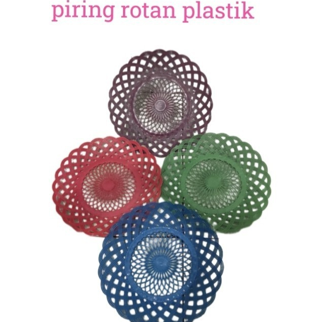 Piring rotan plastik piring plastik 1 lusin diameter 25cm