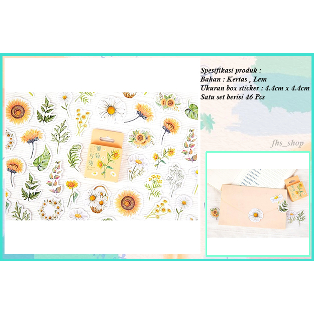 

46Pcs Stiker Aesthetic Scrapbook Sticker Deco Stiker Lucu Stiker Jurnal Sunflower Deco Journal 1 Set