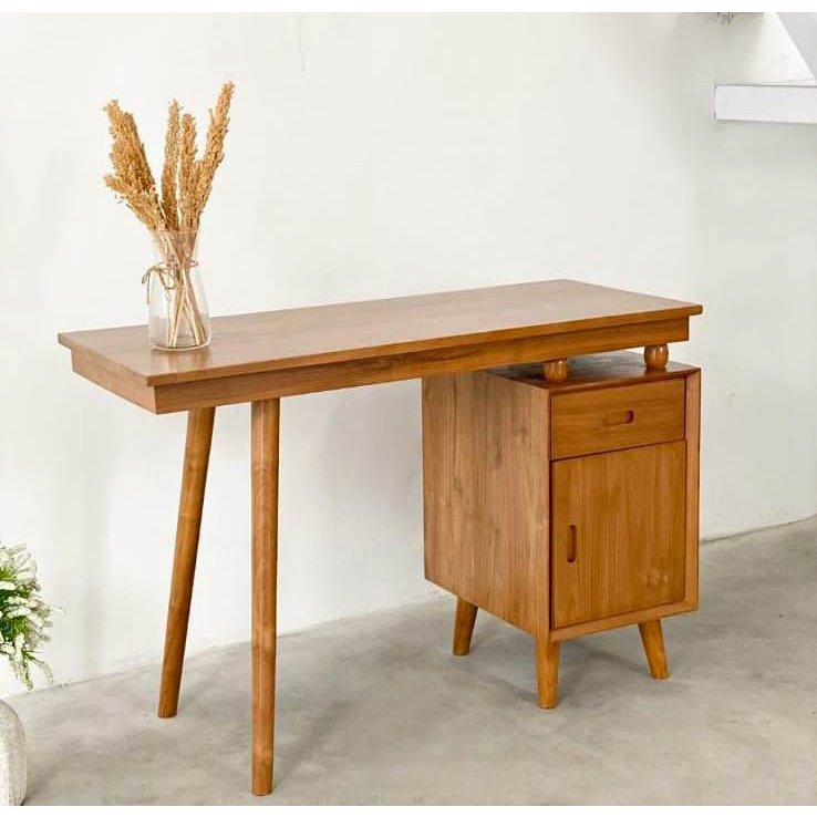 Meja Kerja minimalis retro / meja kantor minimalis jati / meja belajar minimalis jati
