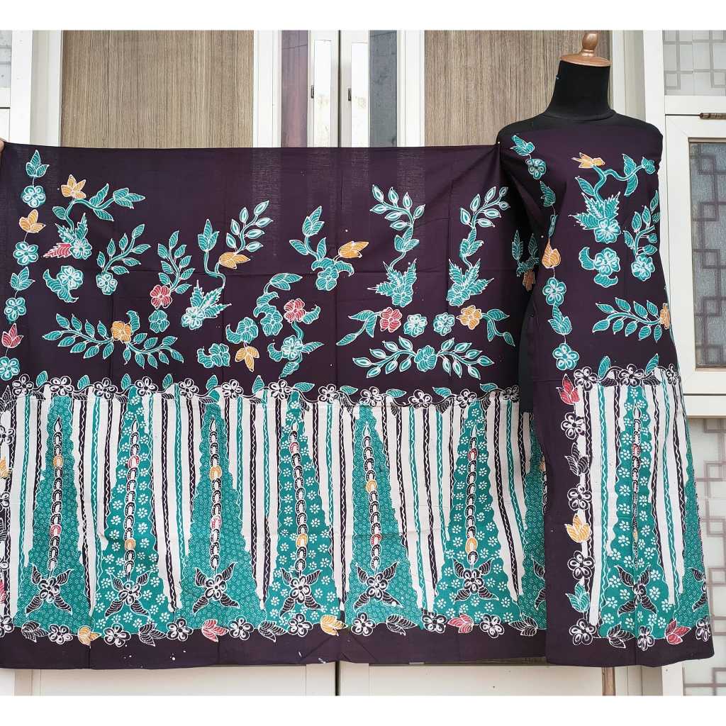 Batik umiromlah 1810226 Bahan Kain Batik Full Tulis Asli Canting Pengrajin Madura Pamekasan Hijau To