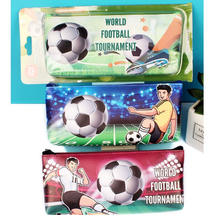 

Pouch semi kulit / Kotak pensil serbaguna motif FOOTBALL - Tempat pencil case zipper resleting - Pouch make up