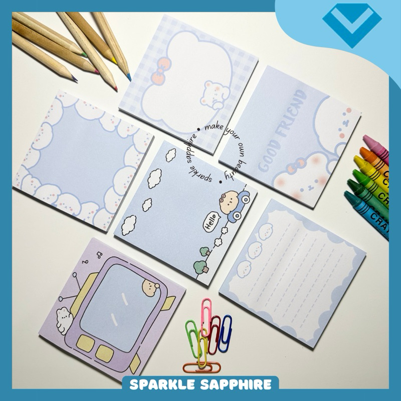 

SN 09 - BLUE BEAR STICKY NOTES (50 LEMBAR) MEMO TEMPEL NOTE PAD Buku Catatan Kecil