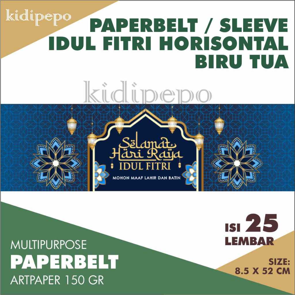 

PAPERBELT / SLEEVE IDUL FITRI HORIZONTAL BIRU TUA - ISI 25 LEMBAR
