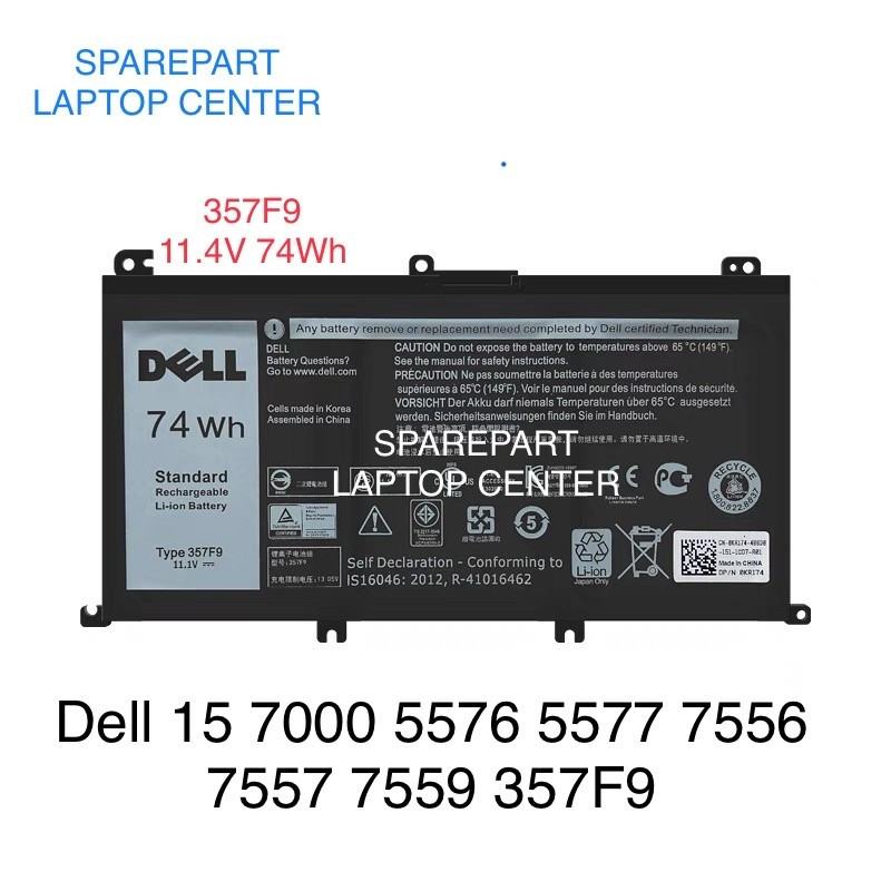 Baterai Battery LaptopT Dell 15 7000 7559 7566 7567 7759 357F9 P65F