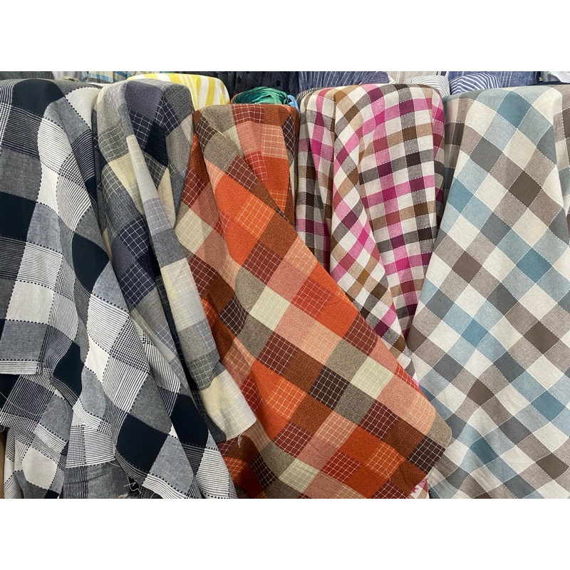 kain katon linen motif kotak