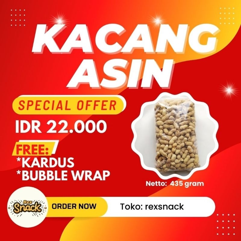 

Kacang Kulit Asin Oven 435 gram Makanan Ringan Enak Gurih Renyah