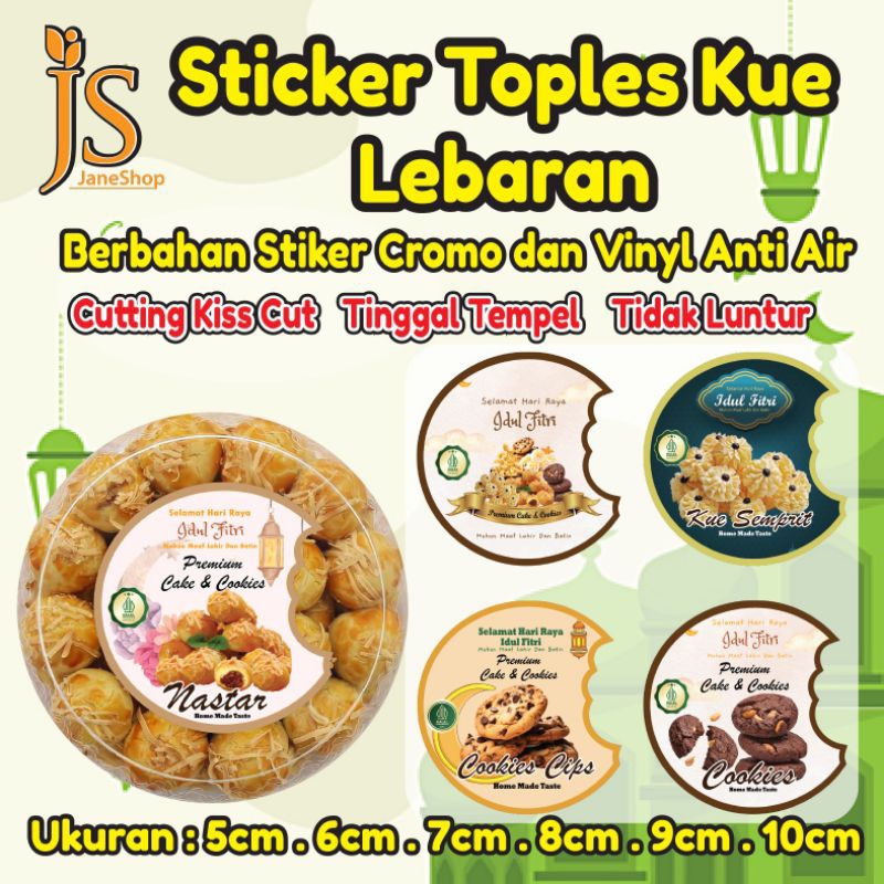 

Cetak Stiker Kue Kering Lebaran / Cookies Lebaran / Kemasan Toples Kue Idul Fitri / Stiker Kue Nastar