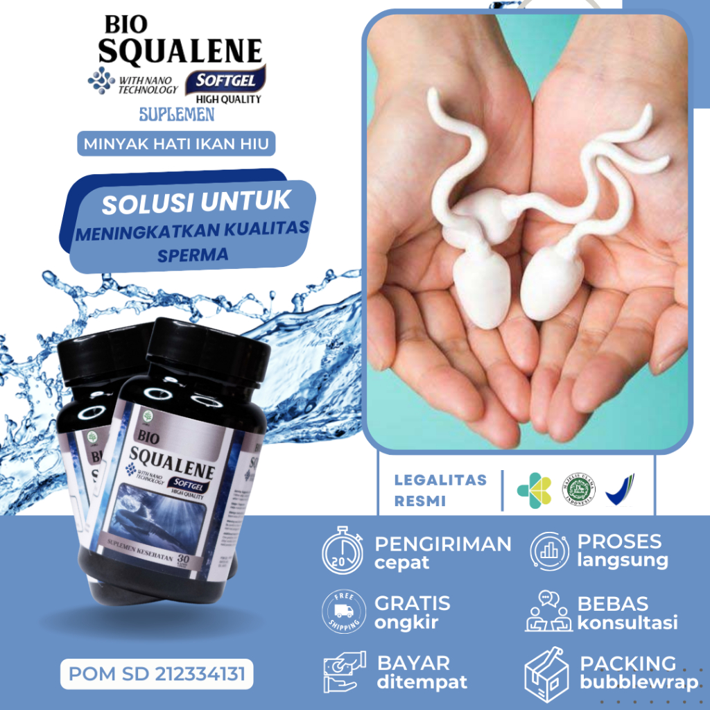 Bio Squalene Softgel - Obat Penambah Sperma, Penyubur Sperma,  atasi Sperma encer , sperma kental