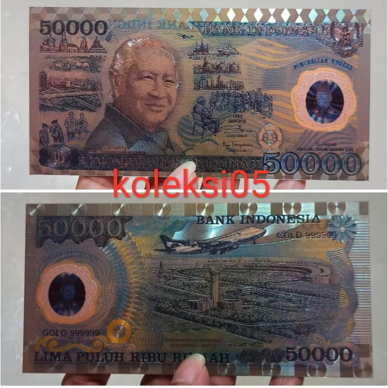 souvenir silver foil 50.000 Suharto versi polimer