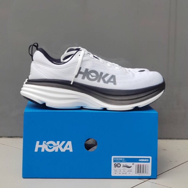 Hoka One Bondi 8 White Black Men's Running Shoes