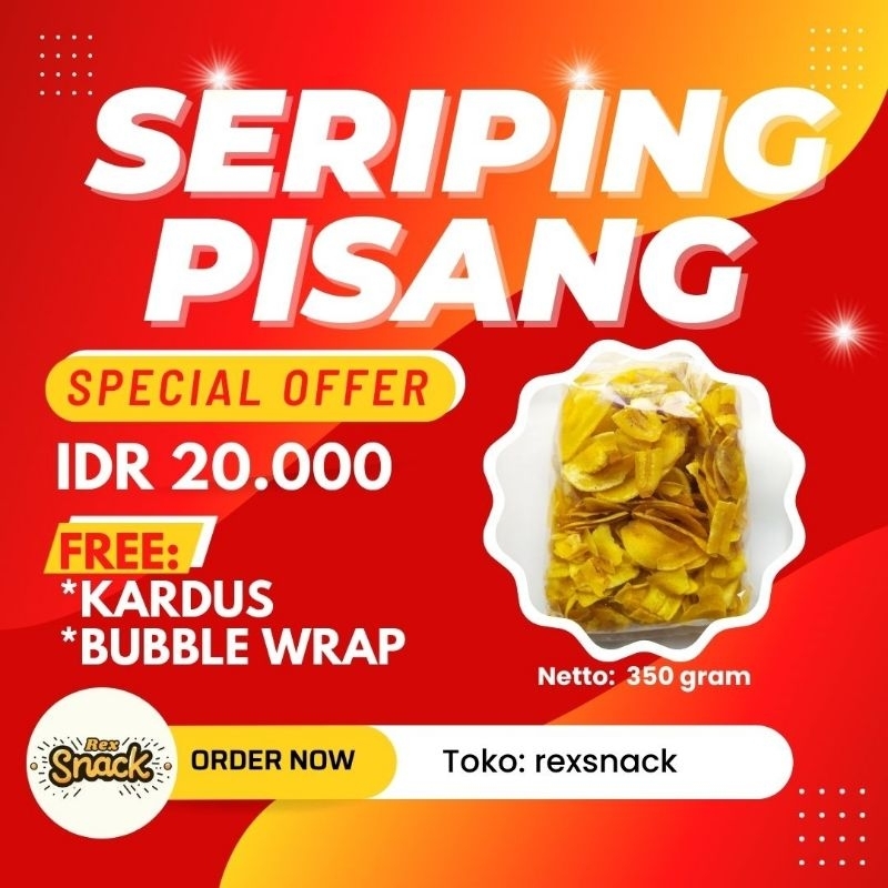 

Snack Camilan Seriping Pisang /Keripik Pisang 350 gram Makanan Ringan Enak Gurih Renyah