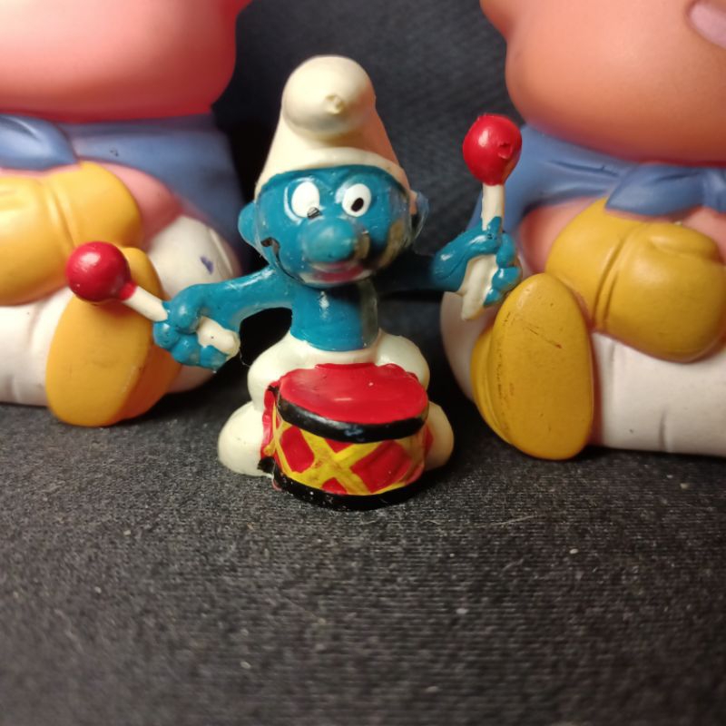 smurf schleich vintage figure drummer smurf