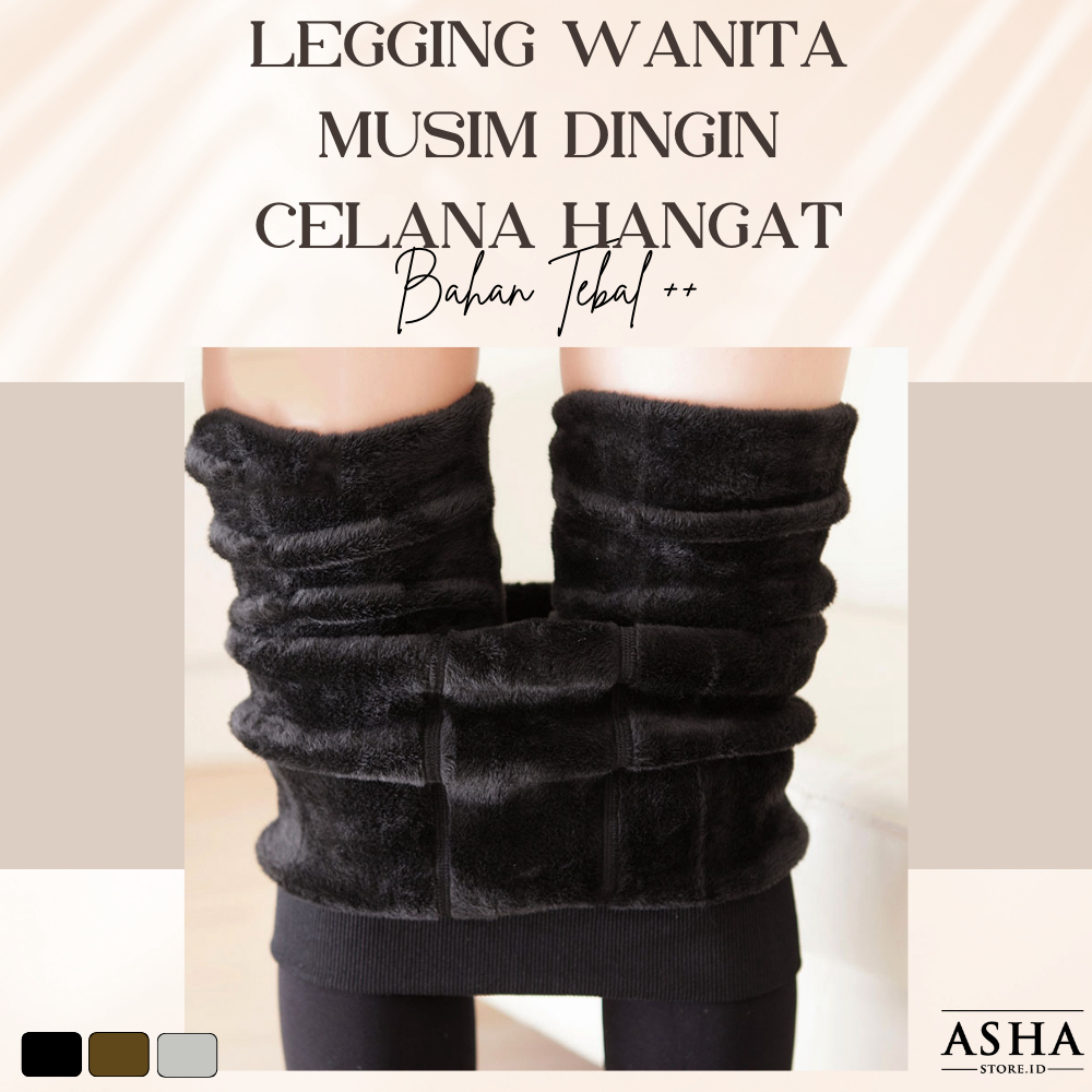 Legging Wanita Musim Dingin Bahan Bulu domba beludru Celana Hangat Wanita Musim DIngin Celana