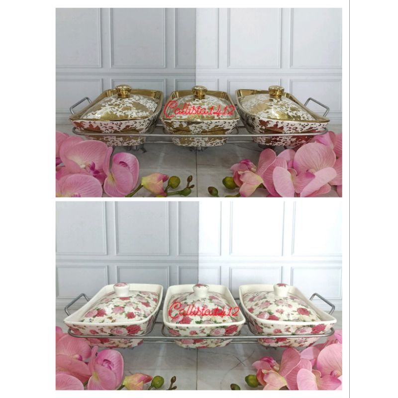 Prasmanan Gandeng 3 Keramik Capodimonte Set (Packing Kayu)
