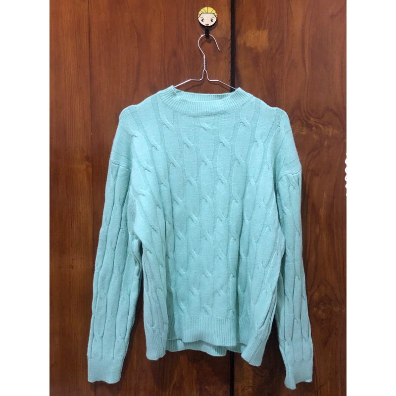 Sweater rajut oversize hijau mint