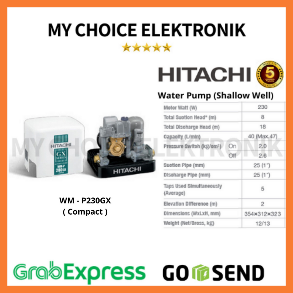 Pompa Air Booster Hitachi WM-P230GX - HGST Pompa Dorong