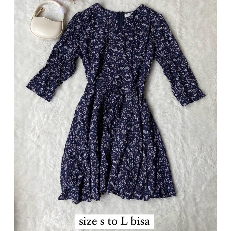dress korea Navy cantik