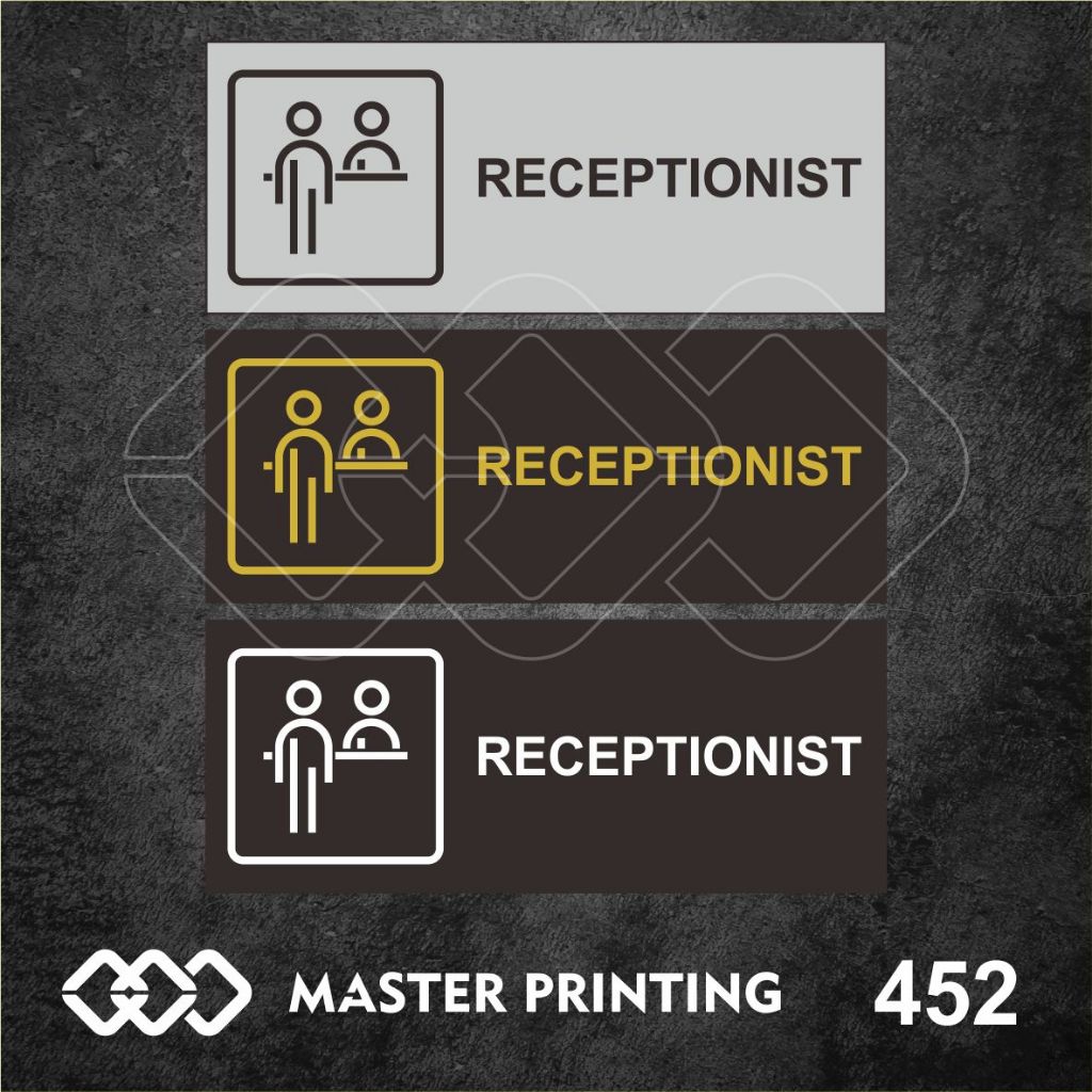

452 - Stiker Receptionist (Resepsionis), Sticker Vinyl, Premium, Tahan Air, Termurah, Bisa Custom