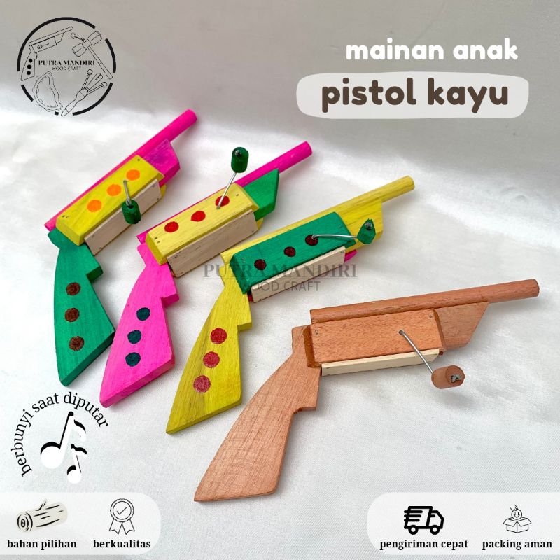 Mainan Anak Pistol Kayu Mainan Etek Jadul Tembakan Kayu Tradisional Murah Berkualitas Putra Mandiri