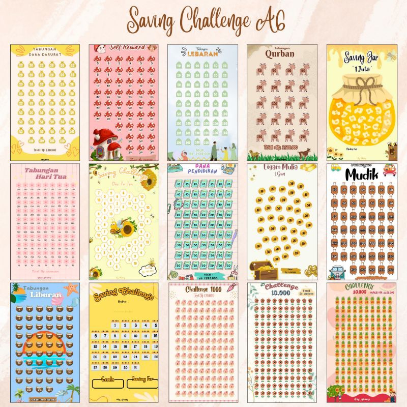 

(1 Lembar) Kertas Tantangan Menabung / Saving Challenge