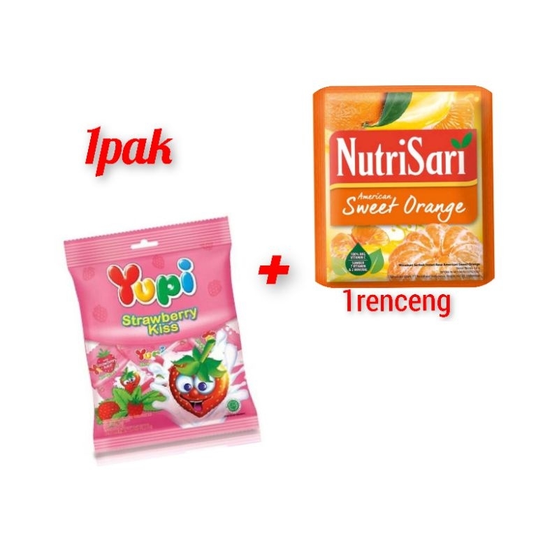 

Nutrisari Sweet Orange 1 renceng Yupi Strawberry Kiss Yupi Hati 1 Pak