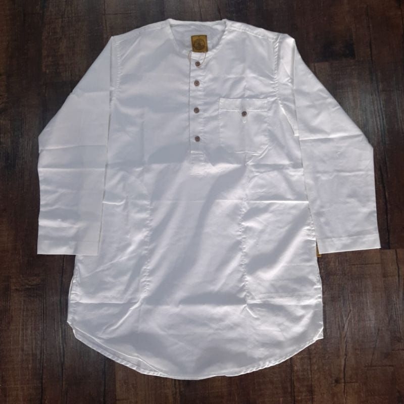 kurta jumbo al amwa putih polos lengan panjang