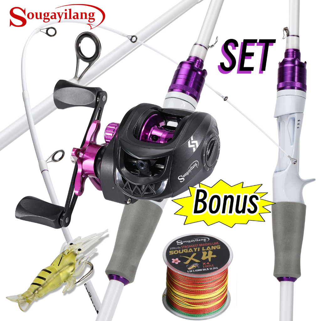 Sougayilang Joran Pancingan BC Set 180cm 5-10LB Joran BC UL Carbon  Pancingan Set Lengkap Reel BC