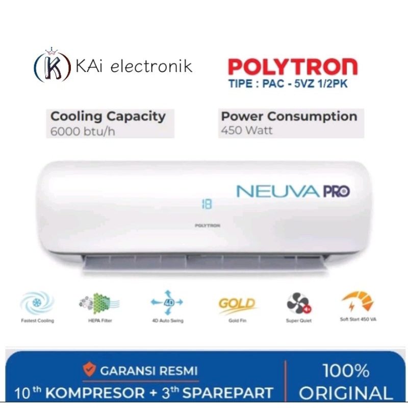 ac polytron 1/2 pk neuva ice paling dingin