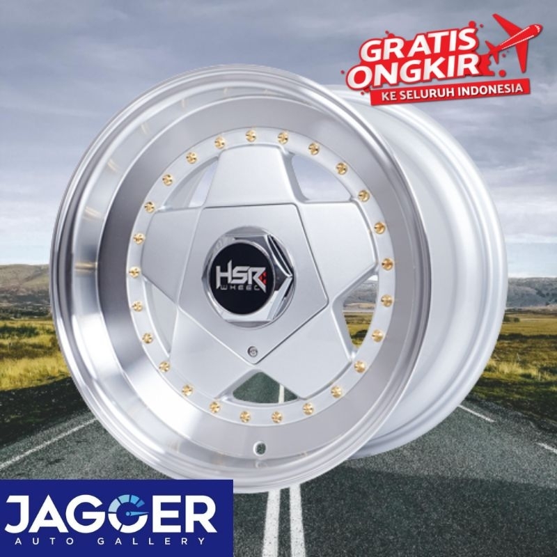 Velg mobil celong hsr aachen ring 15 silver polish pcd 4x100 - 4x114,3