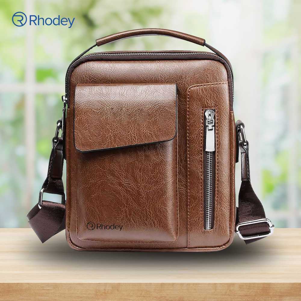 Rhodey {Tas Selempang Pria Messenger Bag PU Leather - 8602 - Tas Selempang Pria Bahan Kulit Original
