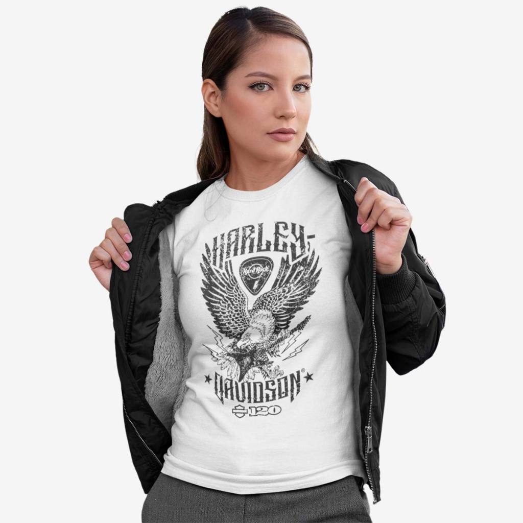 Kaos Wanita Hard Rock Harley Davidson White - ORIGINAL HARDROCK