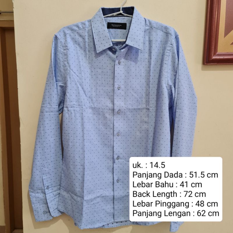 [NEGO] The Executive Kemeja Katun Pria Regular Fit Lengan Panjang Biru Muda Printed