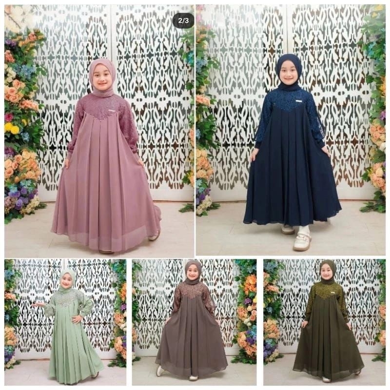 INARA KIDS PLUS HIJAB GAMIS TANGGUNG ANAK/gamis muslim anak terbaru/gamis anak viral/gamis anak tang