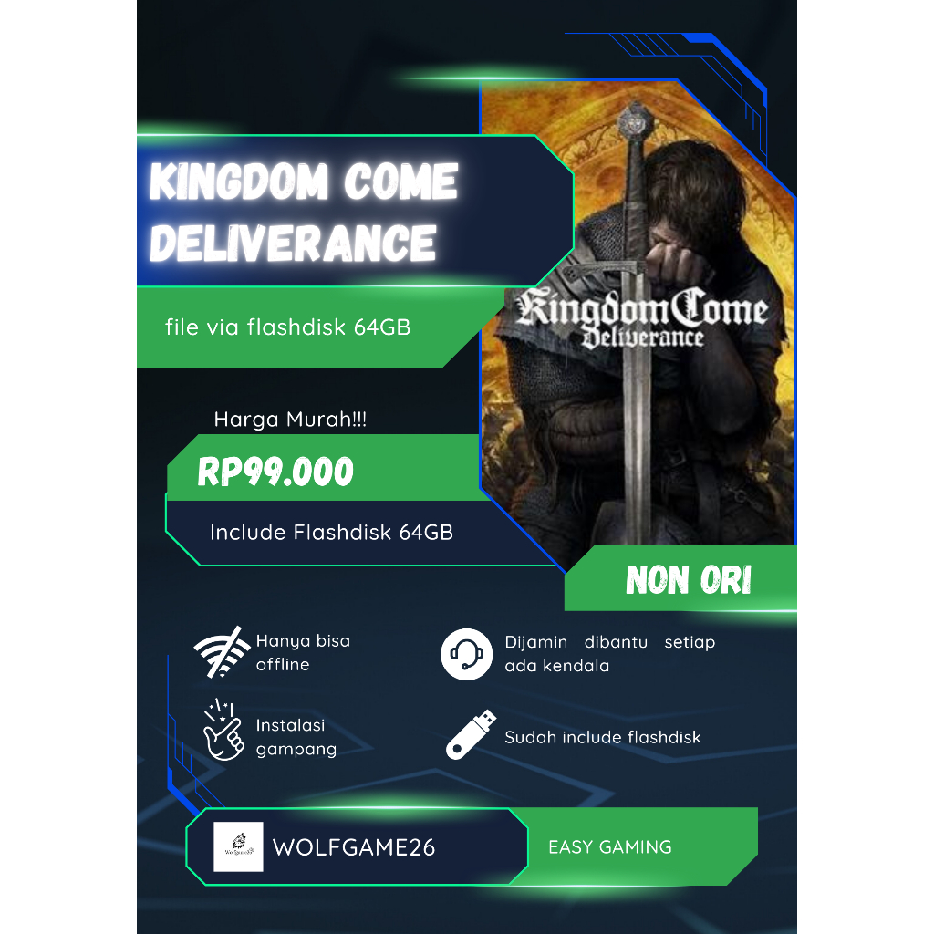Kingdom Come Deliverance Game PC + Flashdisk 64GB FLASHDISK PC ISI GAME MURAH