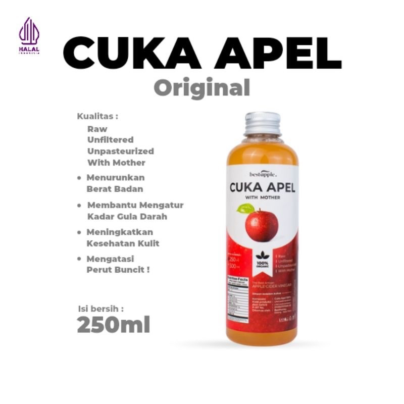 

Bestapple - Cuka Apel Original 250 ml Diet Detoks - Apple Cider Vinegar - Toner Wajah Alami