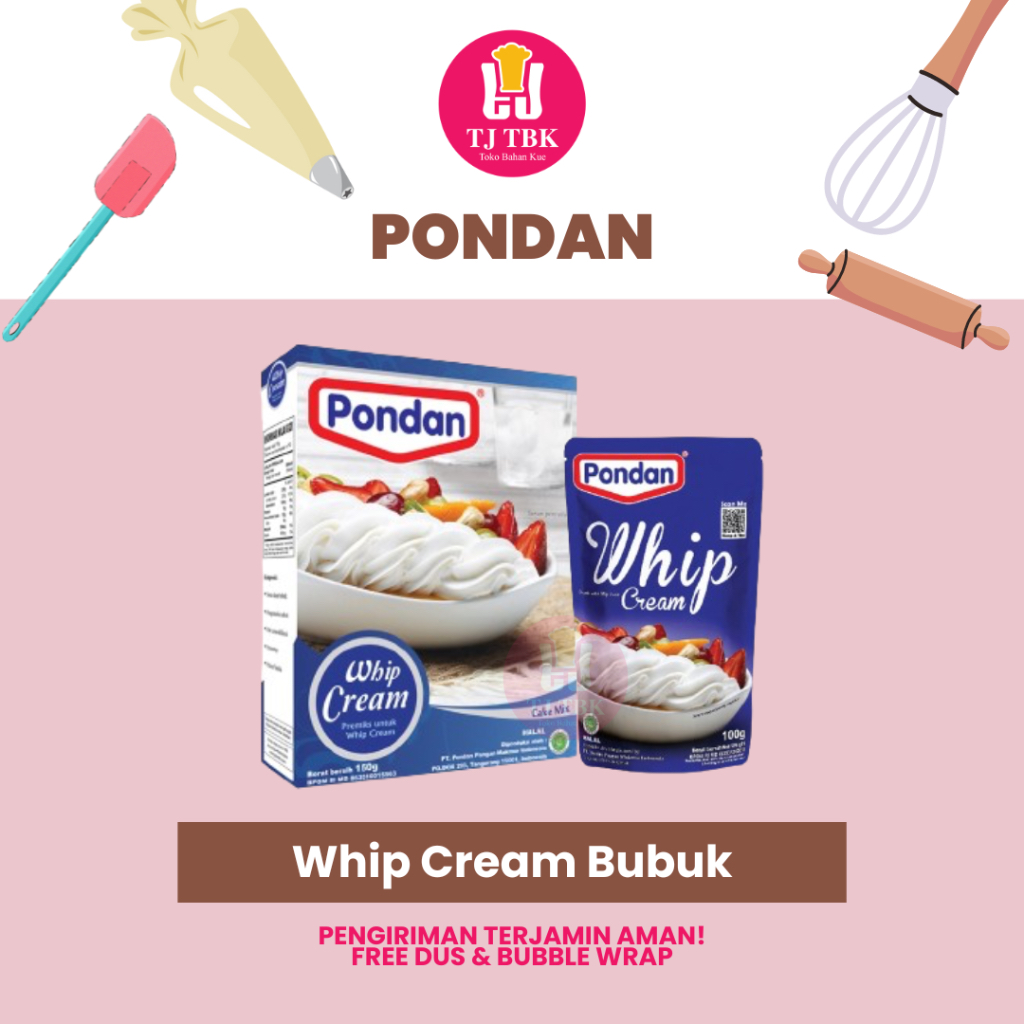 

PONDAN Premiks Whip Cream Bubuk 100g dan 150g | Toko Bahan Kue TJ