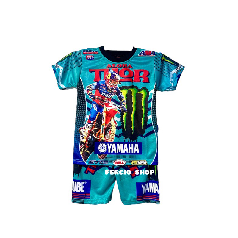 setelan balap anak lengan pendek/ kaos balap anak/ jersey sepeda anak/ setelan motorcross anak