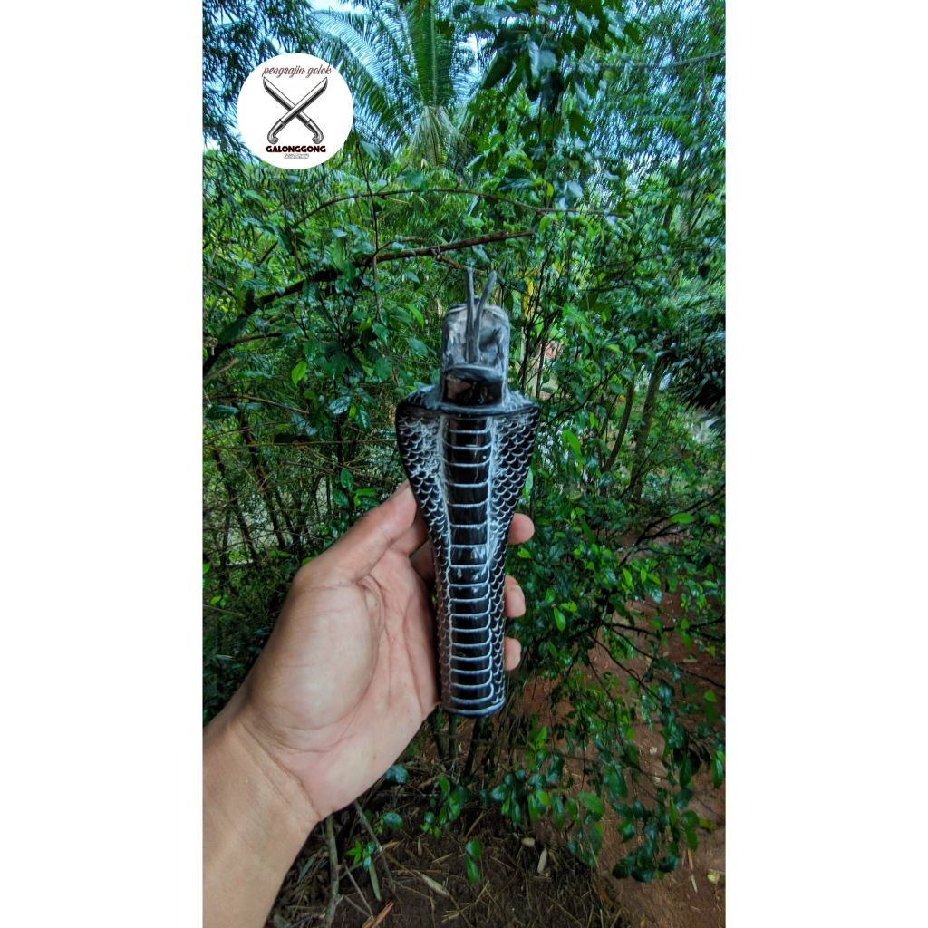 gagang bedog tanduk kerbau ukiran ular cobra galonggong tasikmalaya